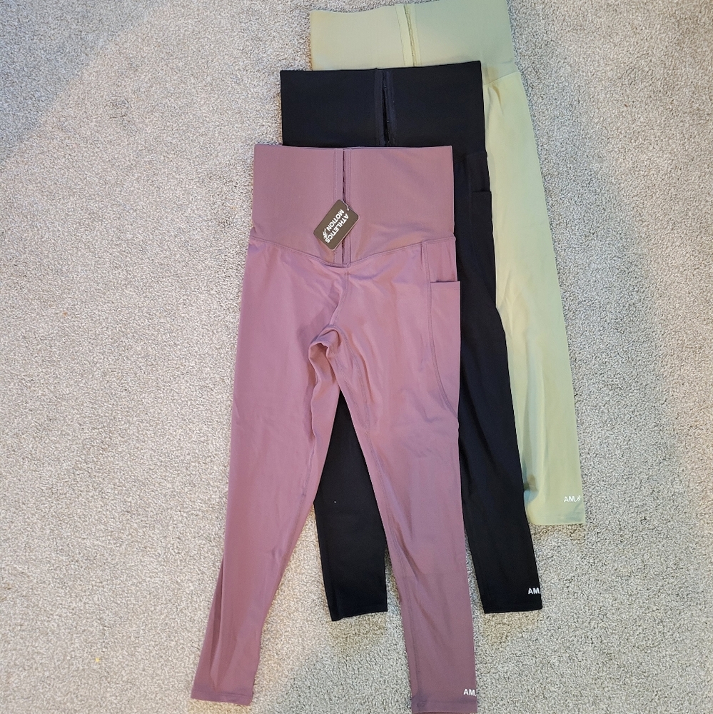 High-Waist Corset Leggings - Purple, Black, Green